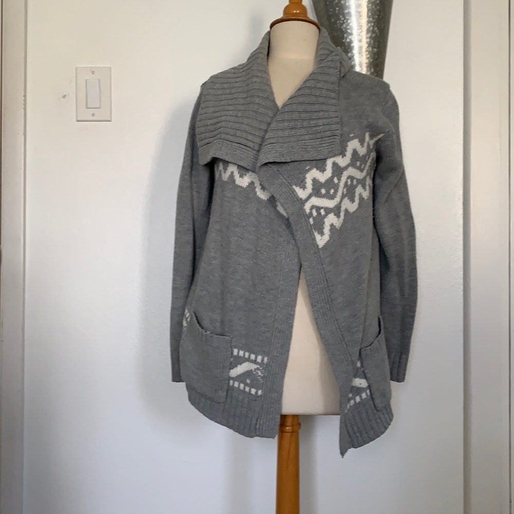 Grey open front sweater